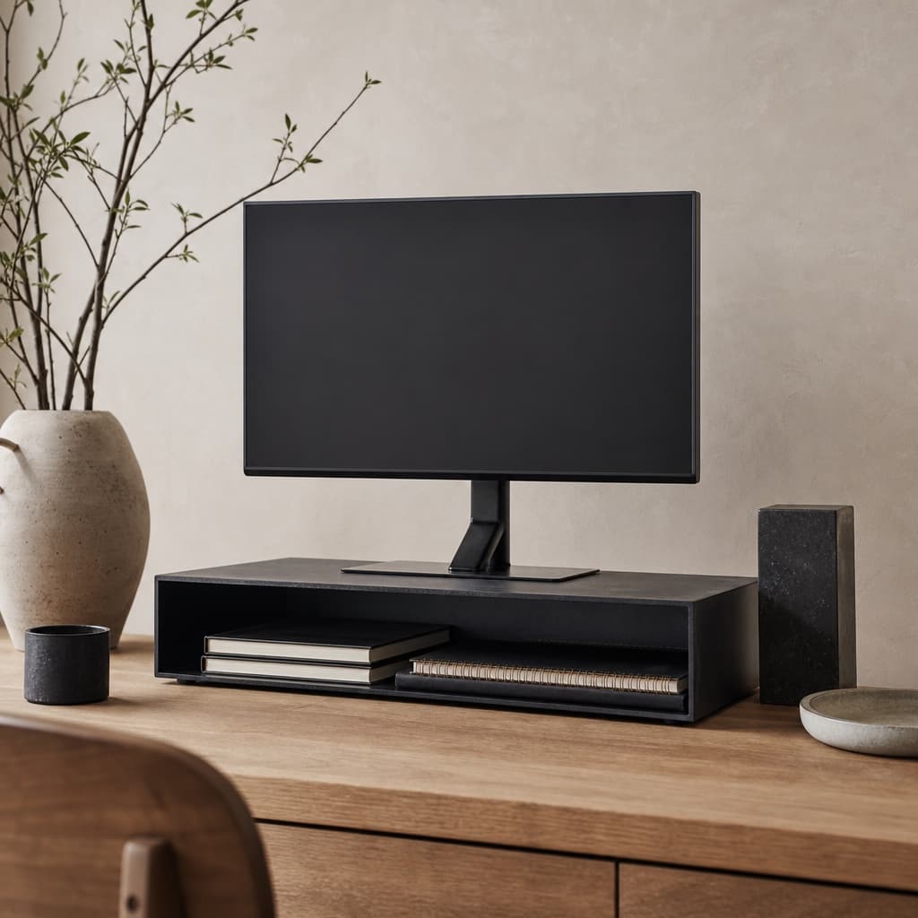 Desk Riser Shelf in blackened steel
